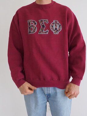 Fruit of the Loom Beta Sigma Phi Collegiate Paisley Greek Letter Sweatshirt L